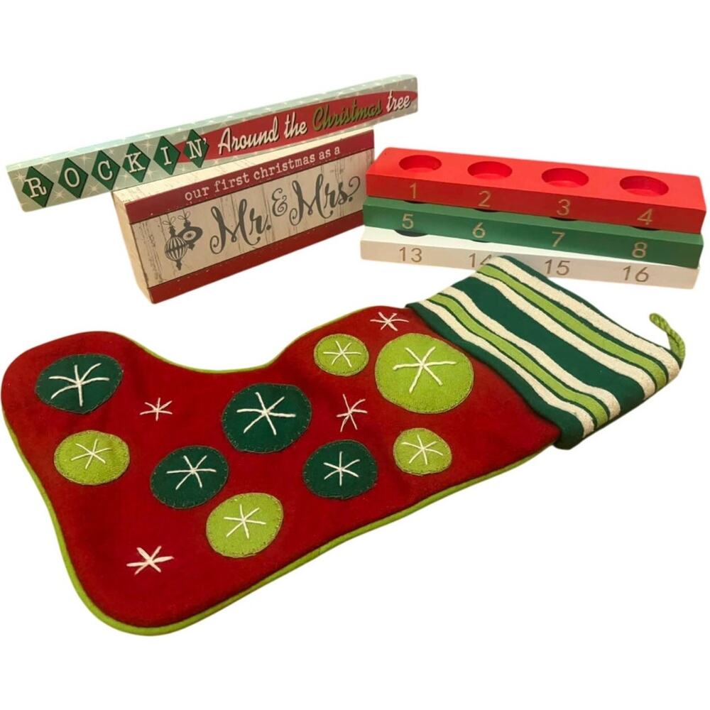 Funky, Vintage MCM Inspired Holiday Home Décor Lot - Signs, Pillows, & More!